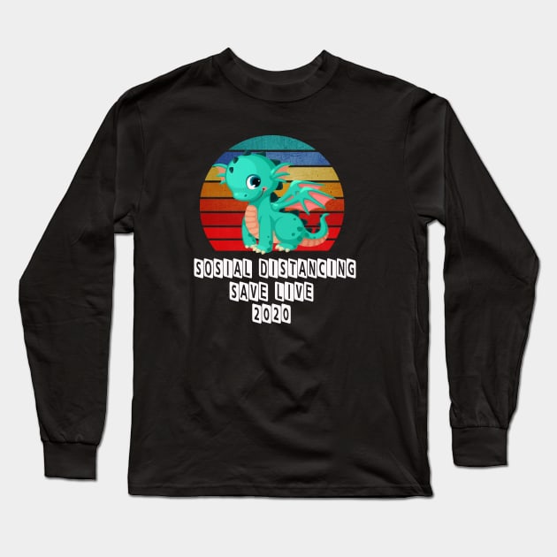 Cute Dinosaurus Save Live Retro Long Sleeve T-Shirt by JeffDesign